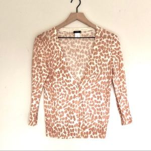 💋J crew animal print cardigan jewel buttons small